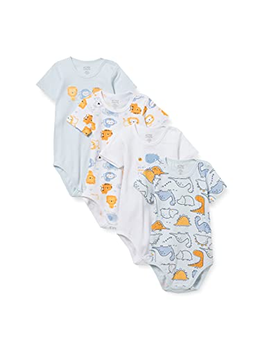 Chicco Set 4 Body Abierto Hombro Manga Corta 11564 Juego de Ropa bebé, Multicolor, 0 Mes (Pack de 4) para Bebés