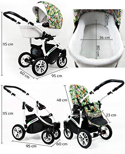 Cochecito de bebe 3 en 1 2 en 1 Trio Isofix silla de paseo Tropic Dream by SaintBaby Tropical Flowers 4in1 con Isofix + Silla