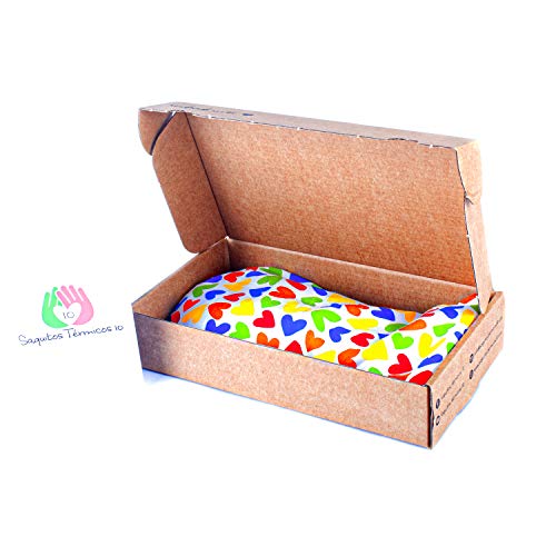 Cojín Anticólicos Bebés - Saquito Térmico de Semillas Cólicos del Lactante para Microondas (30x13 cm) - Almohada para Cuna Recién Nacido, Funda Lavable, Tela Algodón, Olor Lavanda (Corazones)