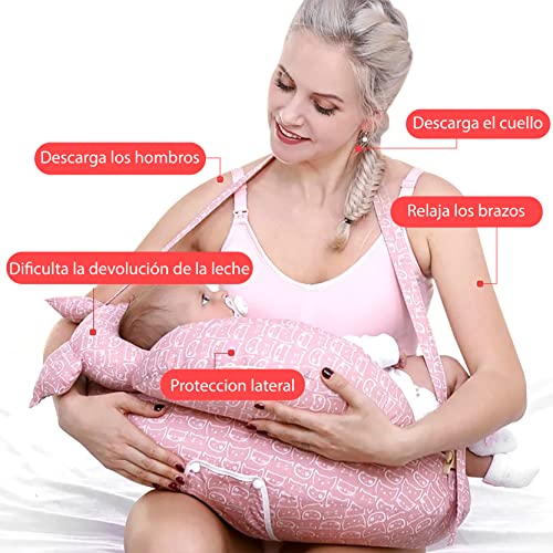 Cojin Lactancia Bebe y Almohada Embarazada - Regalo para Mamas Embarazadas - Ideal para Dormir y amamantar tu Bebe (Rosa)