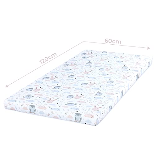 Colchón Cama de Viaje 60x120cm Plegable - Colchón Plegable Grueso para bebés y niños Colchón Cama de Viaje Funda de algodón desenfundable búhos