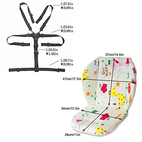 Colchoneta Silla de Paseo Bebe,Universal Colchoneta Silla de Paseo Bebe Con Arnes Para Tronas Transpirable Silla Alta Cojín Funda Trona Colchoneta Bebé Niña Niño Unisex,1 set(jirafa)