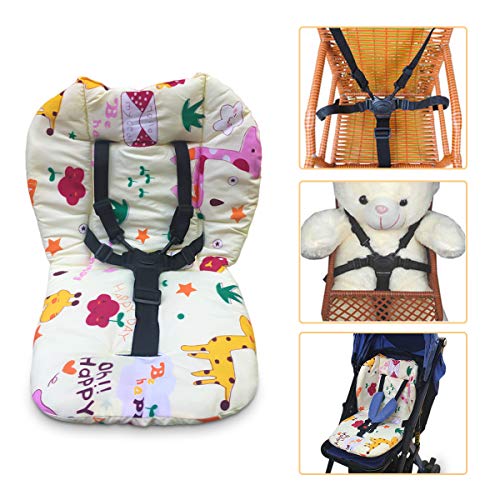 Colchoneta Silla de Paseo Bebe,Universal Colchoneta Silla de Paseo Bebe Con Arnes Para Tronas Transpirable Silla Alta Cojín Funda Trona Colchoneta Bebé Niña Niño Unisex,1 set(jirafa)