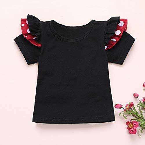 Conjunto de Faldas con Tirantes de Lunares para bebés y niñas pequeñas, Top con Volantes de Manga Corta, Trajes de Primer cumpleaños, Accesorios para Fotos 100 Rojo 18-24 Meses