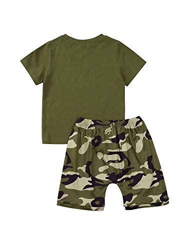 Conjunto de niño/niña de verano camiseta con letras impresas 'Mama 's Girl/Boy 'a manga cuello redondo + pantalones cortos completo camuflaje para camuflaje Verde Boy 2-3 años