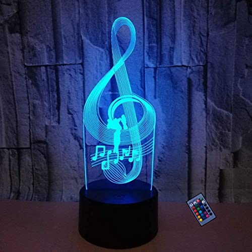 Creativo 3D Nota Luz de Noche Control Remoto 16 Colores que Cambian USB Poder Touch Switch Ilusión óptica Decor Lámpara LED Mesa Lámpara Niños Juguetes Cumpleaños Navidad Regalo