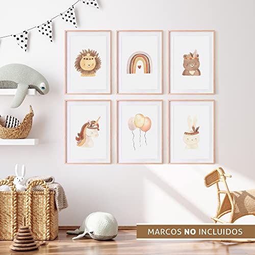 Cuadros Infantiles para habitacion Niño y Niña | Laminas Infantiles | Decoracion Habitación Bebe | Láminas para Cuadros Infantiles | Cuadros habitacion bebe | Laminas Decorativas Pared (Con Cinta)