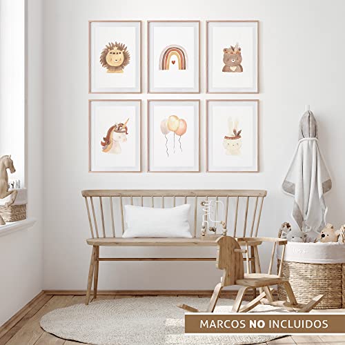 Cuadros Infantiles para habitacion Niño y Niña | Laminas Infantiles | Decoracion Habitación Bebe | Láminas para Cuadros Infantiles | Cuadros habitacion bebe | Laminas Decorativas Pared (Con Cinta)