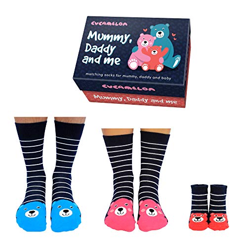 Cucamelon - Calcetines a juego para mamá, papá y mí, talla 4-48 y recién nacido + en caja de regalo