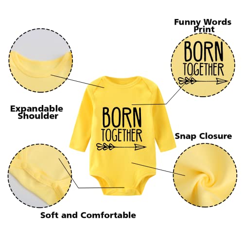 culbutomind Baby Twins Body Best Friends Forever Baby Twin Set Amigos Divertidos Gemelos a juego, Amarillo Bf Largo, 1 mes