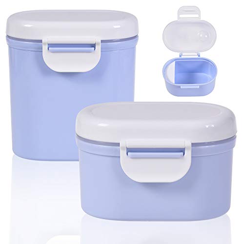 CYSJ 2 piezas Dispensador Portátil de Leche en Polvo, Caja de Leche en Polvo, Dispensador de Fórmula, Dispensador De Polvo De Fórmula, Artículos Esenciales de Viaje para Bebé (Azul)