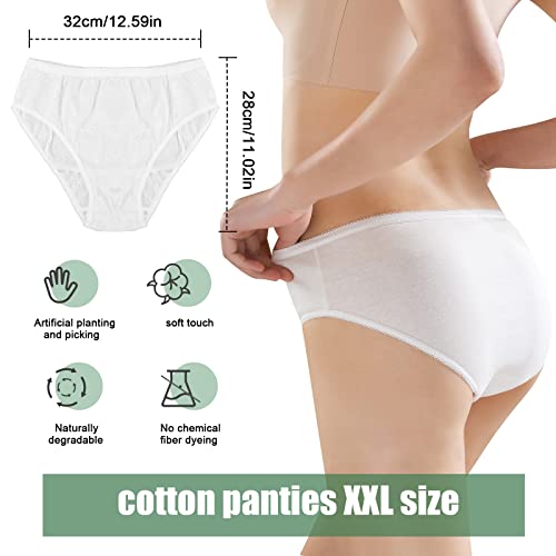 Daelesr 5 Piezas Ropa Interior Desechable para Mujer, Blanco Algodón Solo Uso Bragas Slips, Calzoncillos de Maternidad, Braguitas Desechables Postparto para Hospitales Menstruación Viajes SPA (XXL)