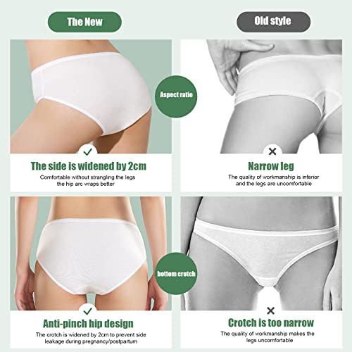 Daelesr 5 Piezas Ropa Interior Desechable para Mujer, Blanco Algodón Solo Uso Bragas Slips, Calzoncillos de Maternidad, Braguitas Desechables Postparto para Hospitales Menstruación Viajes SPA (XXL)