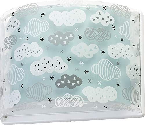 Dalber Lámpara Aplique Pared Infantil Clouds Verde, 60 W