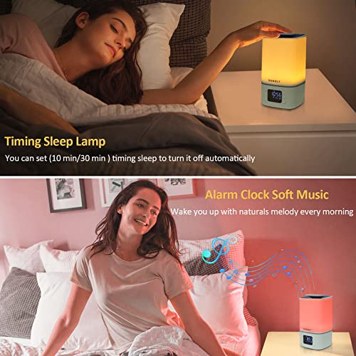 Danolt Lámparas de Noche con Altavoz Bluetooth Luz Nocturna TáCtil Inteligente para HabitacióN de Niños con Radio Fm LáMparas de Mesa Recargables de7 Colores Regalos para Mujeres Niñas Niños