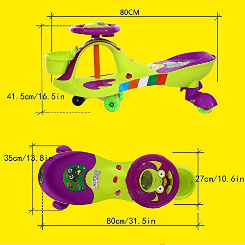 Daxiong De los niños de 4 Ruedas Patinaje Torsión Coche, el Extremo Posterior Anti-Back ¿Puede el Asiento de Yo de Coches de Juguete, Apto para 1~3 ~ 6 Años de Edad,Verde