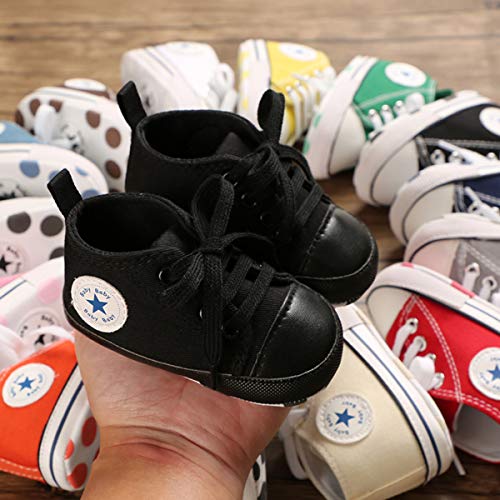 DEBAIJIA Bebé Primeros Pasos Zapatos de Lona 6-12M Niños Alpargata Suave Antideslizante Ligero Slip-on 18 EU Blanco Rojo (Tamaño Etiqueta-2)