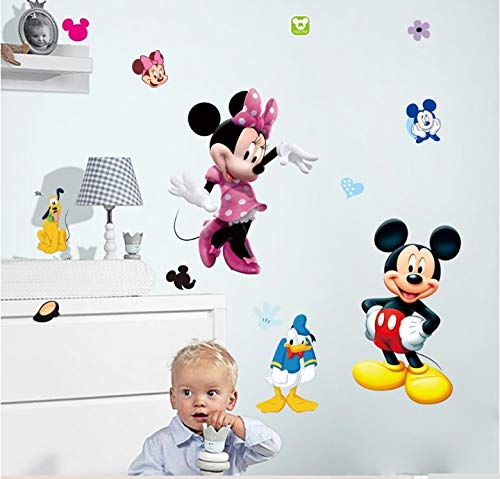 Decoración para la habitación de un niño. Mickey Mouse Minnie Mouse Perro de Plutón Pato Donald Pegatina de pared Habitación Decoraciones Deco de pared