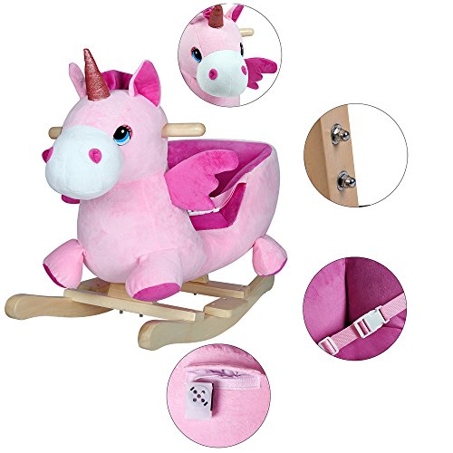 Deuba Peluche Balancín para Niños Unicornio Mecedor Rosa con Sonido y Cinturón de Seguridad Juguete Bebé