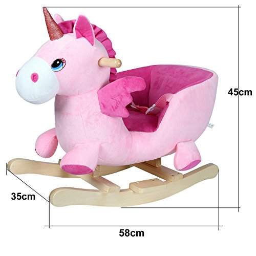 Deuba Peluche Balancín para Niños Unicornio Mecedor Rosa con Sonido y Cinturón de Seguridad Juguete Bebé