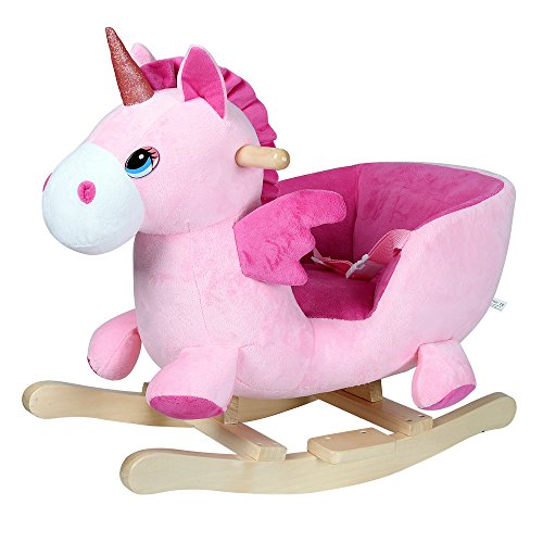 Deuba Peluche Balancín para Niños Unicornio Mecedor Rosa con Sonido y Cinturón de Seguridad Juguete Bebé