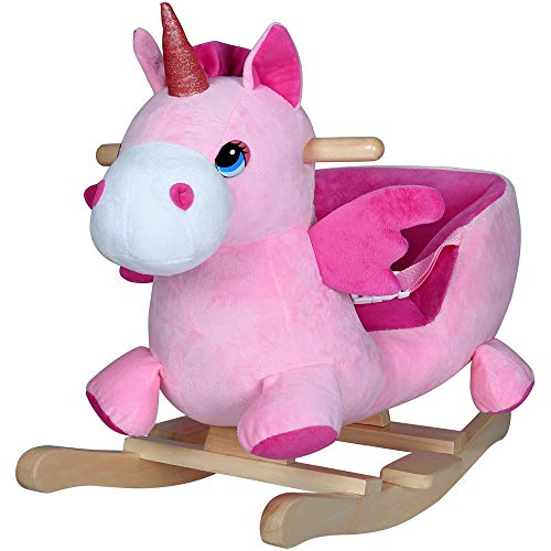 Deuba Peluche Balancín para Niños Unicornio Mecedor Rosa con Sonido y Cinturón de Seguridad Juguete Bebé