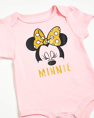 Disney Baby Girls 3 Piece Short Sleeve Bodysuits – Minnie, Ariel, Nemo, Pooh (Newborn/Infant), Size 6-9 Months, Minnie Black/Pink