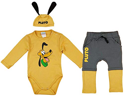 Disney Baby Mickey Mouse - Conjunto de 3 piezas para niños (forro grueso, varios modelos, tallas 56, 62, 68, 74, 80, 86, body, pantalón y gorro) Modelo 2 56 cm