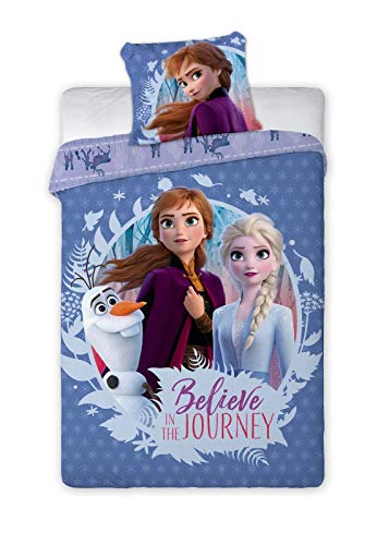 Disney´S el Reino Del Hielo 2 Baby-Bettwäsche-Set 2-teilig 100% Algodón Funda de Edredón 100x135 Funda de Cojín 40x60 Elsa y Anna Klein-Kinderbettwäsche