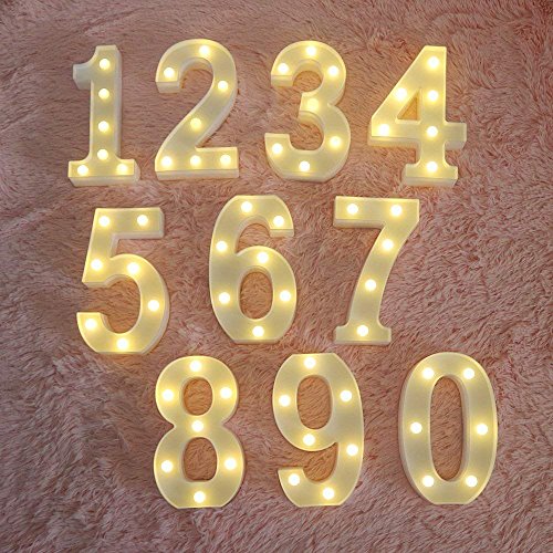 DON LETRA - Números Decoración LED Números Decorativos con LED Lámparas Decoradas LED Luces Decorativas LED Luz de Decoración Diseño de Números 0-9 Color Blanco (0)