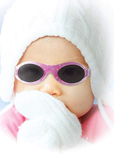 Dooky 110615 BabyBanz Pink Star Gafas de sol para niñas y niños (aptas para bebés de 0 a 2 años, 100% protección UV-A y UV-B, lentes inastillables, correa de neopreno ajustable), rosa