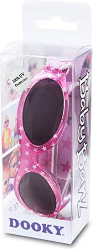 Dooky 110615 BabyBanz Pink Star Gafas de sol para niñas y niños (aptas para bebés de 0 a 2 años, 100% protección UV-A y UV-B, lentes inastillables, correa de neopreno ajustable), rosa