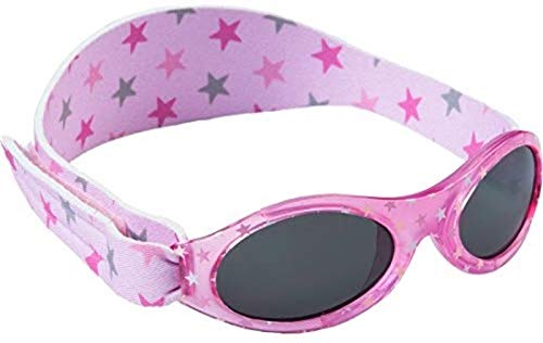 Dooky 110615 BabyBanz Pink Star Gafas de sol para niñas y niños (aptas para bebés de 0 a 2 años, 100% protección UV-A y UV-B, lentes inastillables, correa de neopreno ajustable), rosa