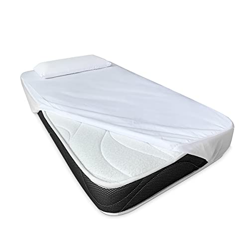 Duérmete Online Pack Colchón 60 x 120 cm + Bajera Protectora Tencel + Almohada Cuna Viscoelástica Anti Ahogo, Black, 60 x 120