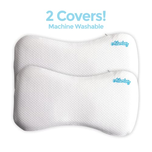 Edibaby, Almohada Bebe, Cojín Que Previene y Trata la Plagiocefalia, hasta 12 y 36 Meses, Material Viscoelástico Memory Foam (36 Meses, Azul)