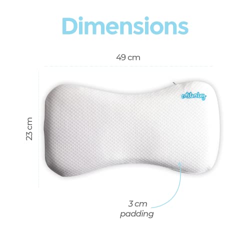 Edibaby, Almohada Bebe, Cojín Que Previene y Trata la Plagiocefalia, hasta 12 y 36 Meses, Material Viscoelástico Memory Foam (36 Meses, Azul)