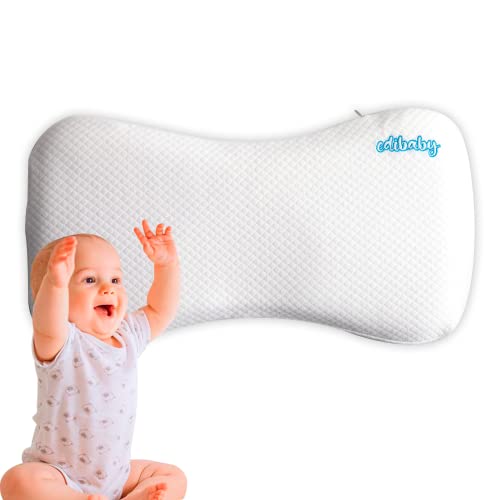 Edibaby, Almohada Bebe, Cojín Que Previene y Trata la Plagiocefalia, hasta 12 y 36 Meses, Material Viscoelástico Memory Foam (36 Meses, Azul)