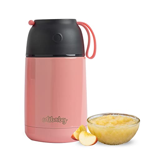 Edibaby, Termo Bebe, Papillero, Comida Bebe, Sólidos y Líquidos, 450ml y 650ml, con Cuchara Incluida, para Alimentos y Bebidas (Rosa, 650 ml)