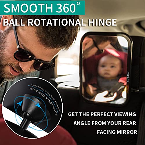 Espejo Retrovisor Bebé para Vigilar al Bebé en Coche, 360° Ajustable Irrompible Interior para Silla Trasera de Bebé Inastillable Espejo Coche Bebe