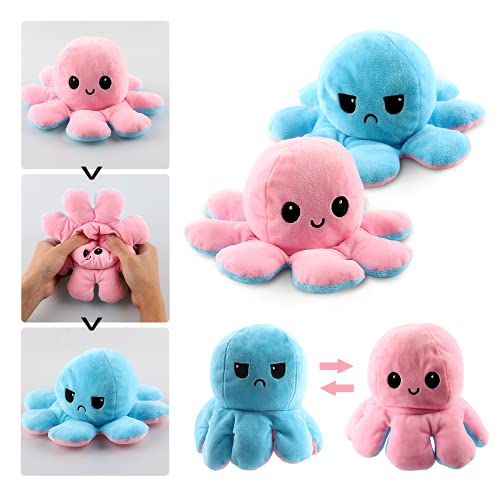 Esportic Peluche de Pulpo Reversible, Pulpo Reversible Prime, Pulpito Reversible, Pulpo Reversible Flip de Doble Cara de Juguete Suave, Pulpo Peluche como Regalo de Cumpleaños para Niños y Adultos