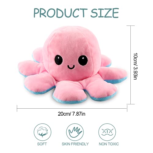 Esportic Peluche de Pulpo Reversible, Pulpo Reversible Prime, Pulpito Reversible, Pulpo Reversible Flip de Doble Cara de Juguete Suave, Pulpo Peluche como Regalo de Cumpleaños para Niños y Adultos