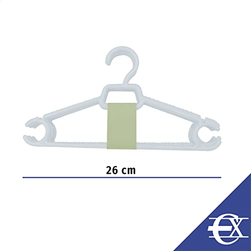 EUROXANTY Pack 10 Perchas para ropa infantil | Perchas Resistentes y duraderas | Perchas con muescas y ranuras | Perchas para ropa de bebé | 26 cm | Blanco