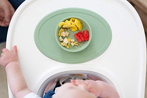 ezpz Tiny Bowl 4 Meses +. Bowl 100% De Silicona Con Mantel Individual Incorporado Para Primeros Alimentos, Facilita El Baby Led Weaning. Se Adapta A Todas Las Bandejas De Trona. Salvia