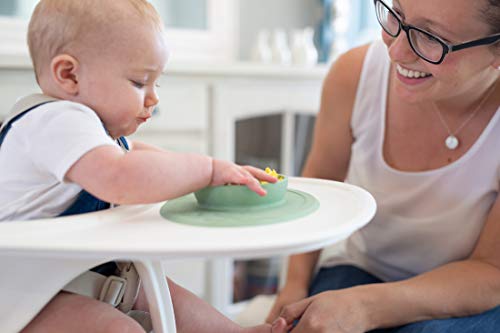 ezpz Tiny Bowl 4 Meses +. Bowl 100% De Silicona Con Mantel Individual Incorporado Para Primeros Alimentos, Facilita El Baby Led Weaning. Se Adapta A Todas Las Bandejas De Trona. Salvia