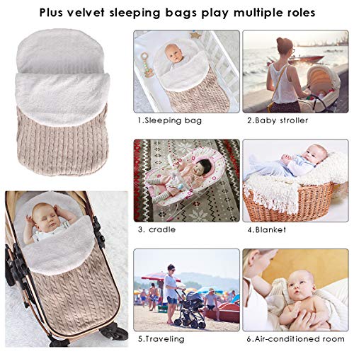 FAMKIT Saco de dormir para bebé, bebé, tejido de ganchillo, manta de forro polar, cálida para bebés y niñas