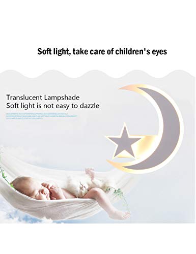 FBBULES 15W Apliques de Pared Estrella Lunar Lámpara de Pared, Iluminación de Pared para Habitación de los Niños, Dormitorio, Sala, Cafetería, Blanco Cálido 3000K, 9.8 × 8.7 Pulgadas