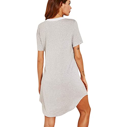 Flysnow Camisón de maternidad para mujer, manga larga/corta, sin mangas, ropa de dormir, embarazo, lactancia, lactancia, camisón, vestido de hospital, vestido de entrega, S-2XL, gris, L