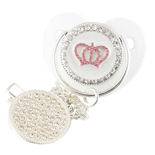 Forma De Corazón De Corona De Dibujos Animados Chupete De Lujo Infantil con Diamantes De Imitación Bling Chupete Chupete Bebés Pezón Fiesta De Bebe Regalo