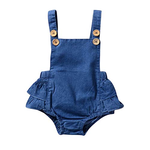 Fossen Bebe Peleles Patrón de Fox Monos para Recien Nacido Niña Niño 0-24 Meses Ropa Verano (0-6 Meses, Azul)