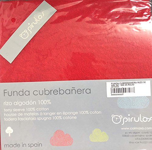 FUNDA CUBREBAÑERA CAMBIADOR RIZO 100% ALGODON ELASTICO 50X70/80CMS (ROJO)